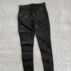Black leather high rise pant